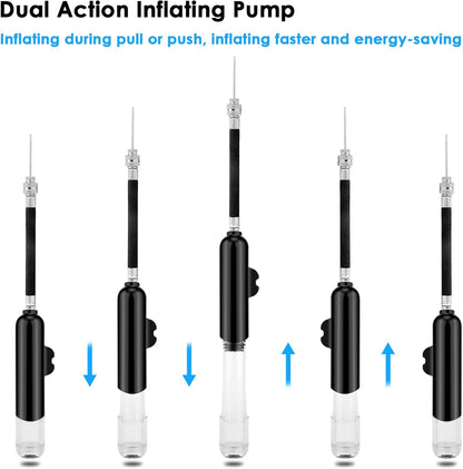 BROTOU Ball Pump, Dual Action Inflate Air Pump with 3 Needles and 2 Nozzles for Soccer Ball, Basketball, Volleyball, Balloons, Bikes