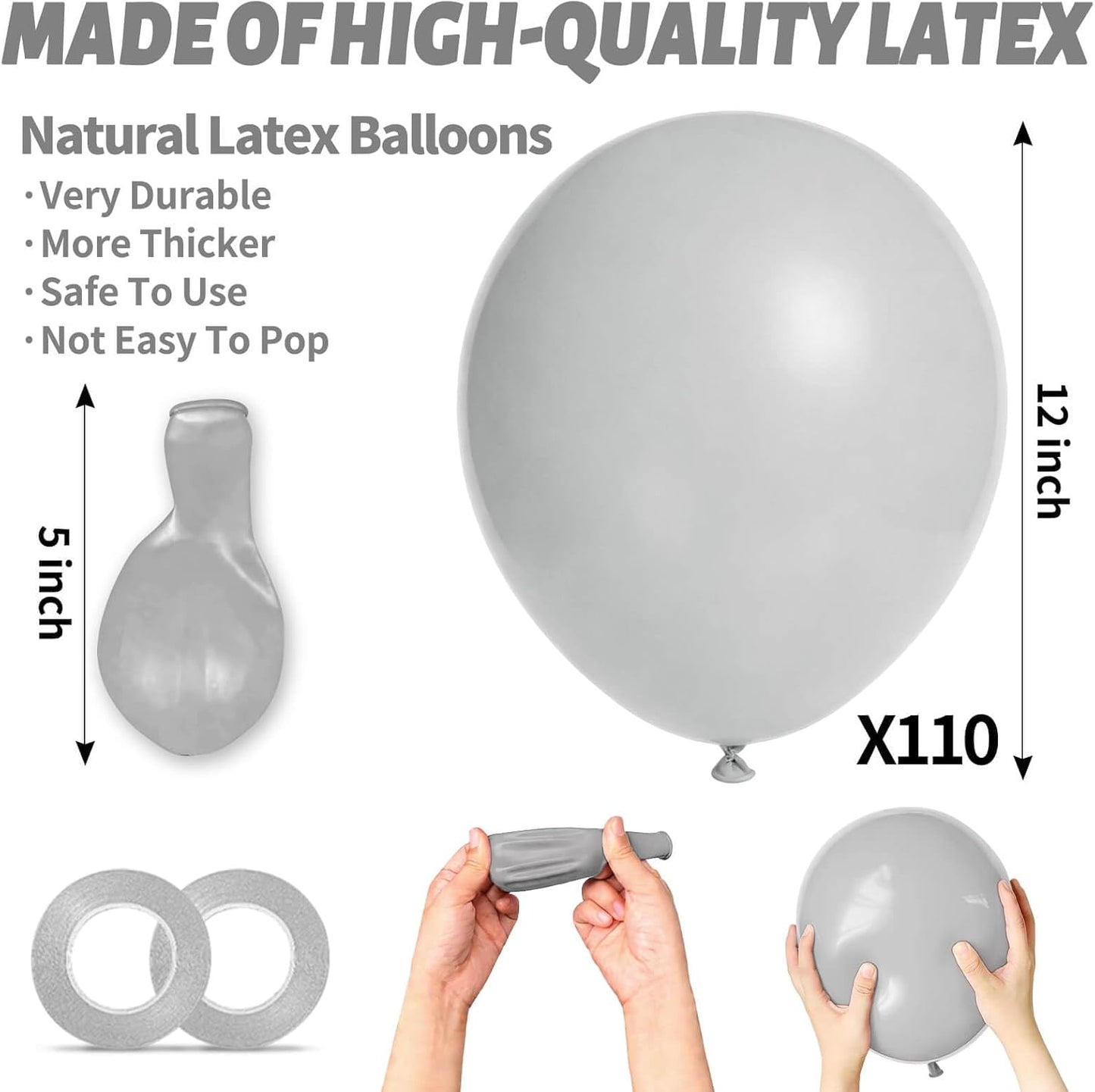 110pcs Black Balloon 12 inch, Black Latex Balloons for Birthday Party Baby Shower Wedding(with 2 Ribbons). - Colors B