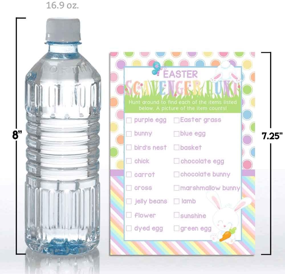 Easter Word Scramble and Scavenger Hunt 10 Pack 5"x7" Fill‑In Game Cards, Fun Happy Easter Holiday Activity Cards for Kids with Word Puzzle and Search Games by Amanda Creation