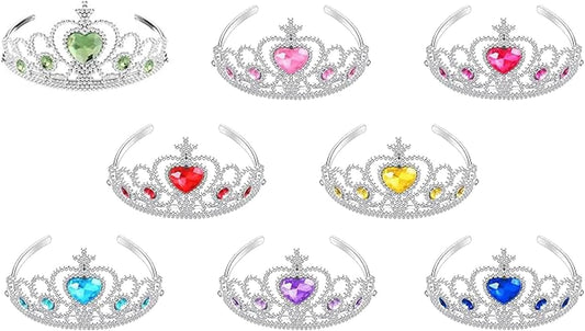 S & E TEACHER'S EDITION 16 Pcs Tiaras Crown Set for Girls, Princess Dress Up Costume Accessories, Bulk Birthday Party Favors & Goodie Bag Fillers, Sparkly Pretend Play Hair Decor for Kids‘ Birthday