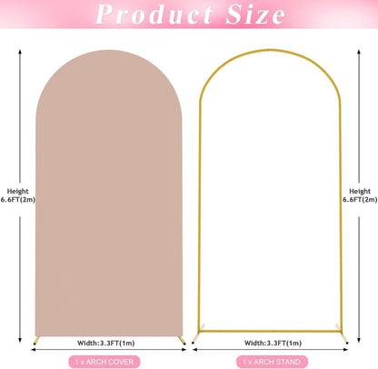 Wokceer 7.2 FT Wedding Arch Backdrop Stand and White Arch Cover, Metal Arch Stand with Arch Stand Cover for Birthday Party Wedding Ceremony Bridal Baby Shower Event Decor