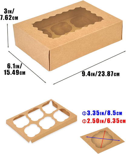 Bakepacker Auto-pop up 6 Cupcake Boxes with Window 20 Count Pink Box 9.4 x 6.1 x 3 inch Cupcake Carrier
