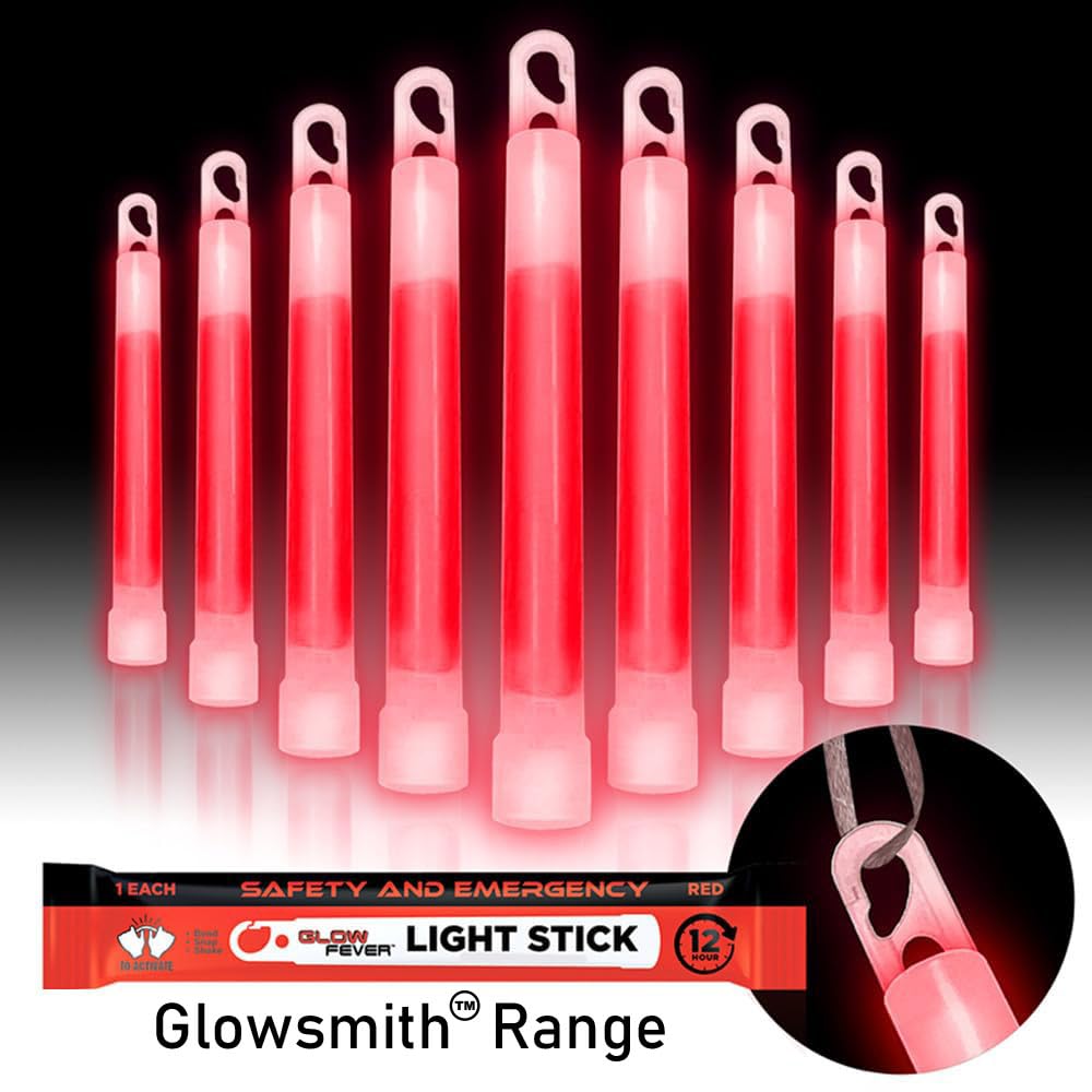 Glow Fever Emergency Safety Military Grade Glow Sticks, 30pcs 6'' Lightsticks, Light Up Ultra Bright with 12 Hours Duration. for Hiking Party Camping Blackouts Hurricane Shelter Survival Kit (Yellow)