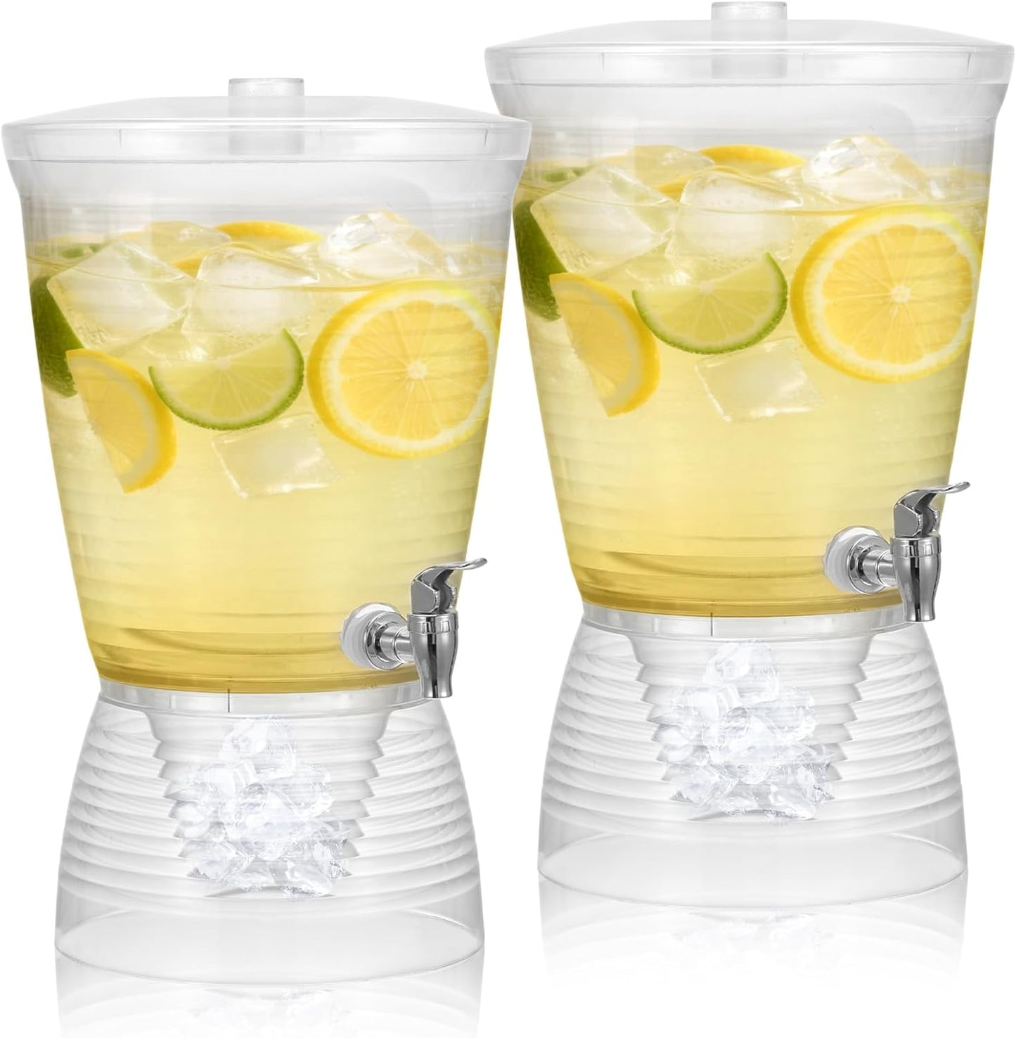 2 Pcs Beverage Dispenser with Spigot 2.7 Gallon/ 10L Plastic Drink Dispenser with Detachable Base Iced Juice Container Drink Dispenser Unbreakablefor Restaurants, Hotels, Parties