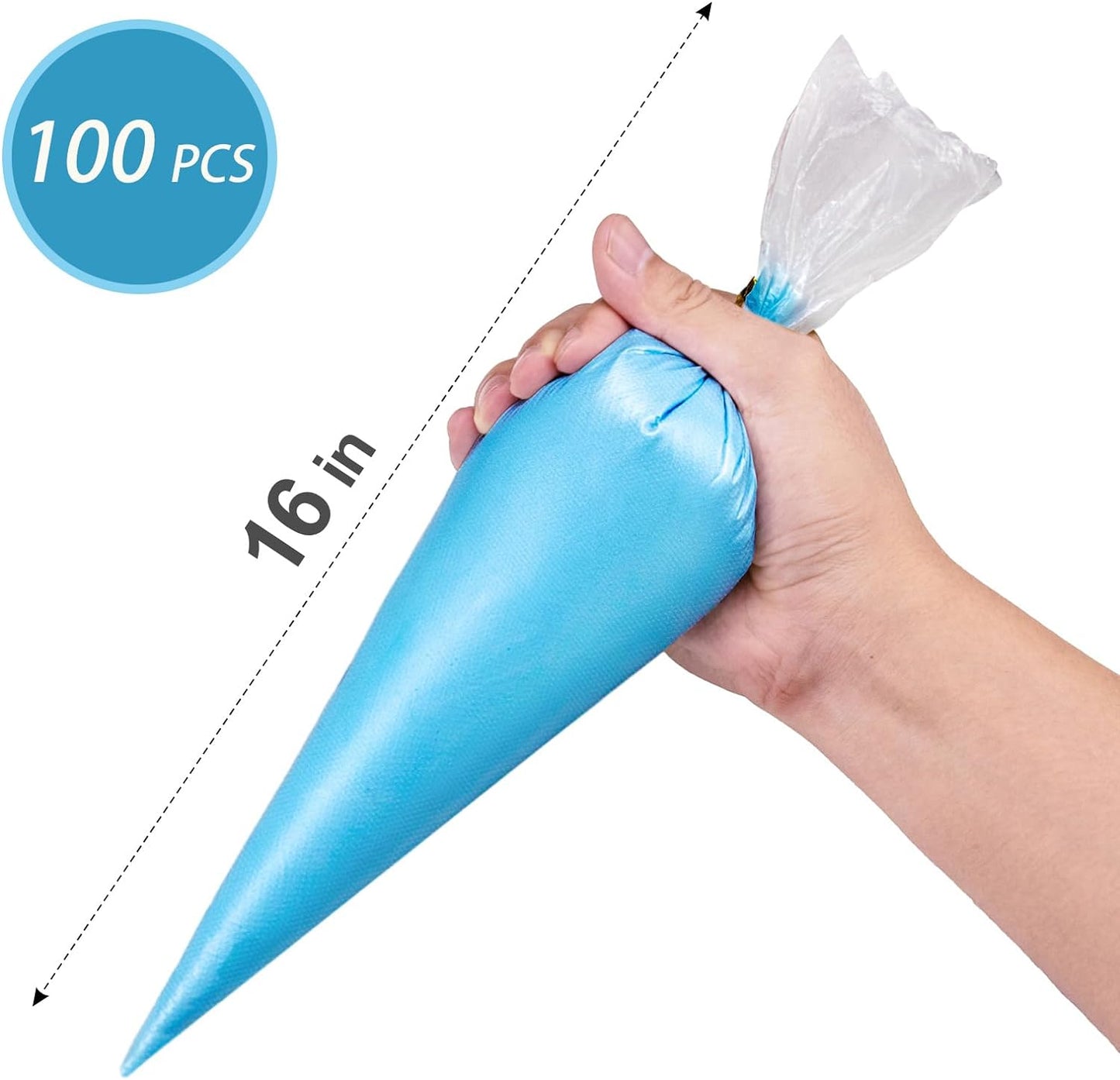 16 Inch Piping Bags Disposable, 100Pcs Large Pastry Bags, Frosting Bags, Cake Decorating Bags, Decorating Bags Large Piping Bags, Decorating Bags