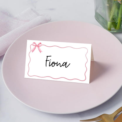 Gold Foil Border Place Cards, Set of 25 Tent Name Cards for Table Setting, Food Label for Wedding, Baby Shower, Birthday Dinner Party Supplies -010