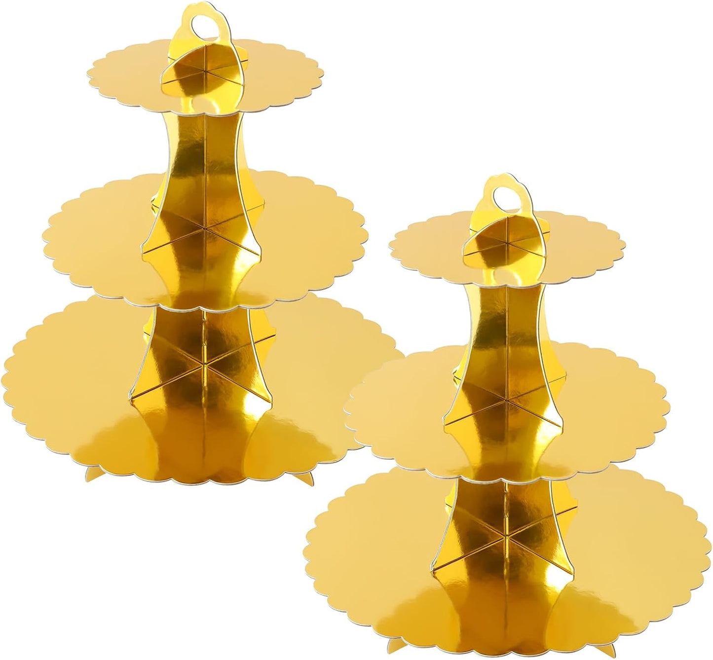 Soleebee 3-Tier Cupcake Stand, Cardboard Cupcake Tower, Dessert Cup Cake Stand Tower for Birthday Wedding Party Decoration, Cupcake Tier Stand 1 Set (Black)