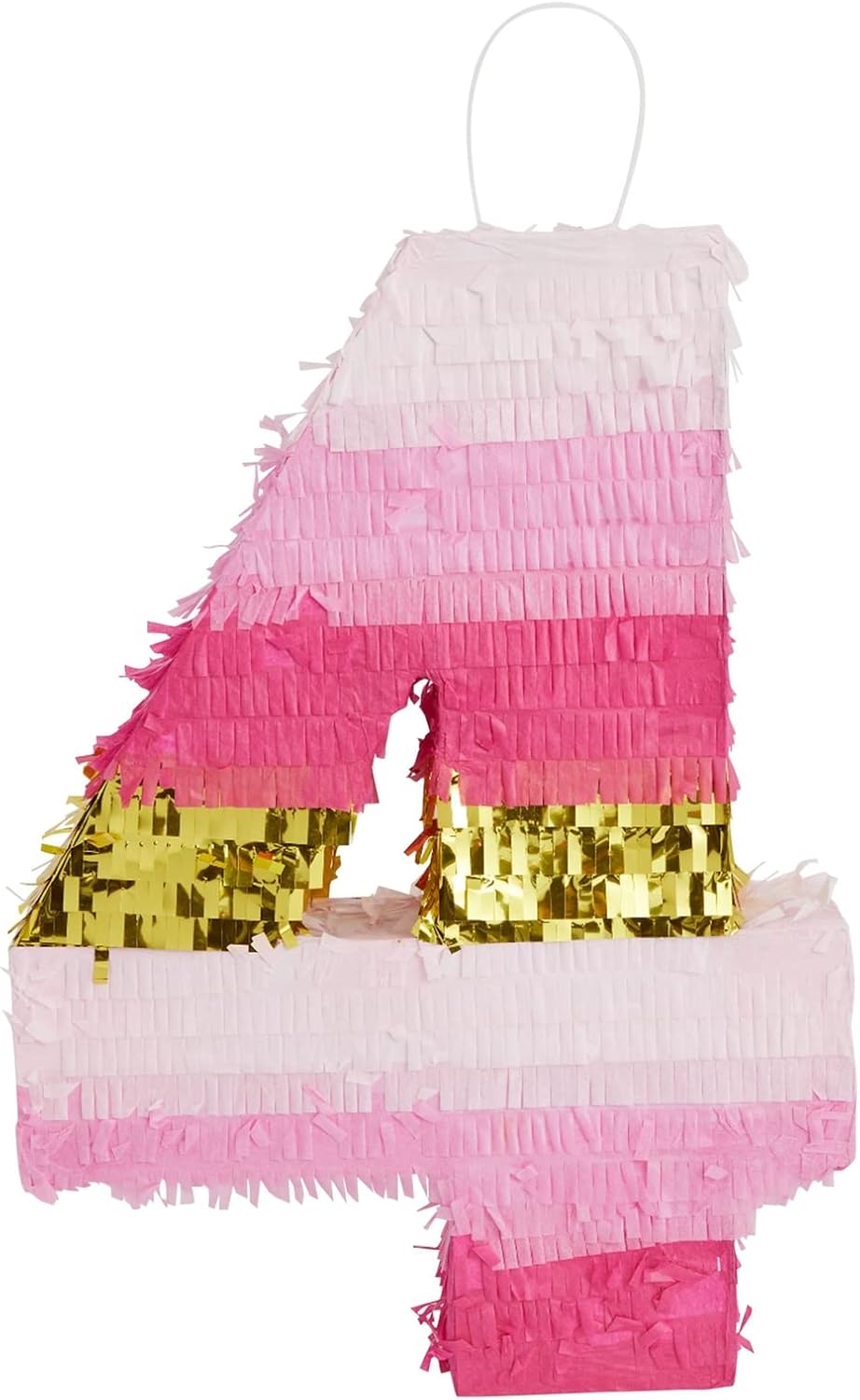 Number 5 Pinata, Pink and Gold Foil for Girls 5th Birthday Party Decorations (Small, 16.5 x 11.6 x 3 In)