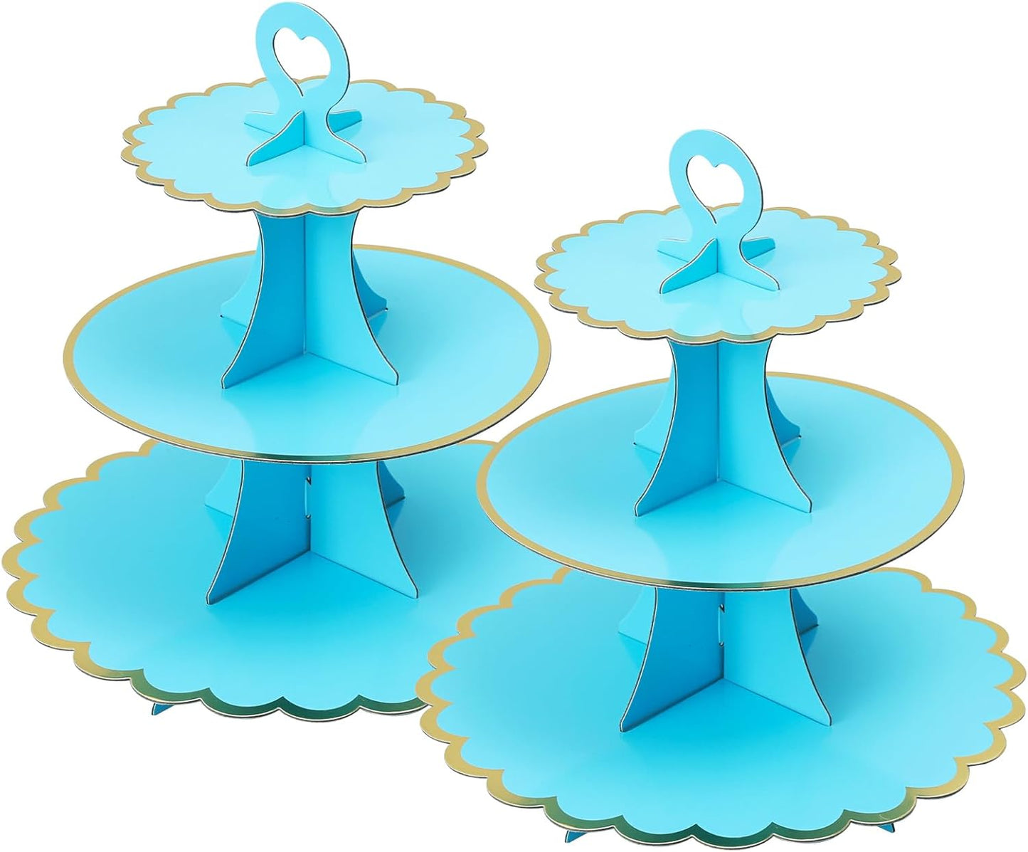 Soleebee 3-Tier Cupcake Stand, Cardboard Cupcake Tower, Cup Cake Stand Tower for Birthday Wedding Party Decoration, Cupcake Tier Stand Desserts Display 1 Set (Purple Gold)