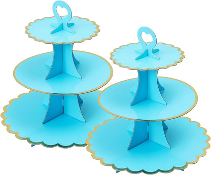 Soleebee 3-Tier Cupcake Stand, Cardboard Cupcake Tower, Cup Cake Stand Tower for Birthday Wedding Party Decoration, Cupcake Tier Stand Desserts Display 1 Set (Purple Gold)