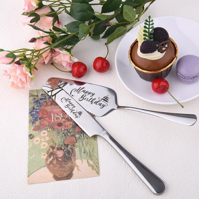 Cake Knife and Server Set for Birthday Party 60 Year Old Birthday Gift for Dad Mom Engraved Knives Servers Grandma Grandpa 60th Bday Gifts for Men Women 60 Yrs Old Bday Presents for Aunt Uncle