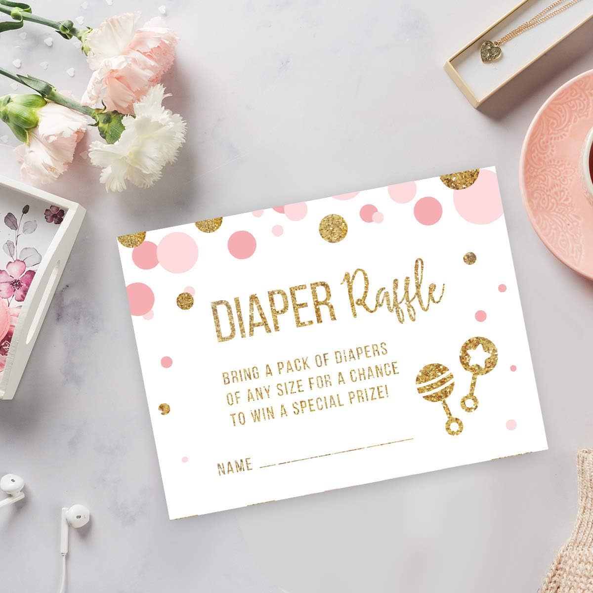 Andaz Press Blush Pink Gold Glitter Girl Baby Shower, Printable Table Tent Place Cards, 20-Pack, Seat Placement Cards Blank Place Cards For Table Settings Name Cards for Wedding, Graduation Food Cards - Colors A