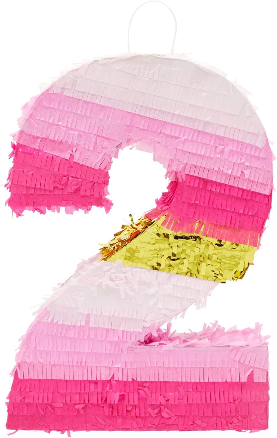 Number 5 Pinata, Pink and Gold Foil for Girls 5th Birthday Party Decorations (Small, 16.5 x 11.6 x 3 In)