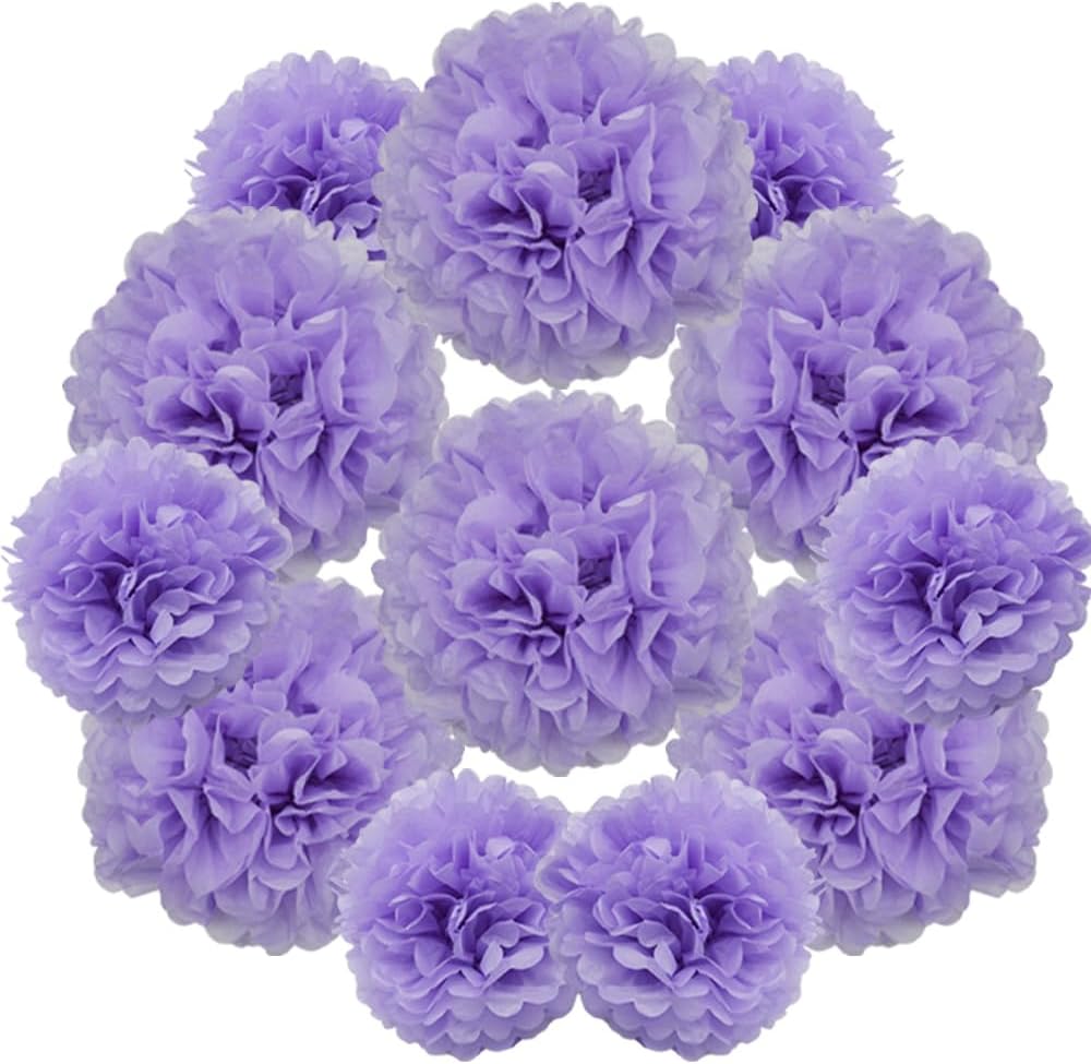 Yosawa 12 Pcs Tissue Paper Pom Poms Flowers,10''12''Paper Flower Party Decorations for Wedding Birthday Baby Shower Baby Girl Room Nursery Decoration（Sky Blue/ZH）