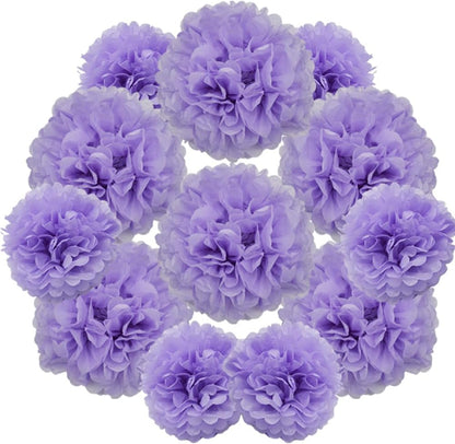 Yosawa 12 Pcs Tissue Paper Pom Poms Flowers,10''12''Paper Flower Party Decorations for Wedding Birthday Baby Shower Baby Girl Room Nursery Decoration（Sky Blue/ZH）