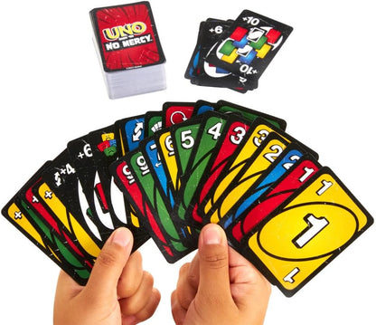 Mattel Games UNO Show ‘em No Mercy Card Game for Kids, Adults & Family Parties & Travel with Extra Cards, Special Rules & Tougher Penalties