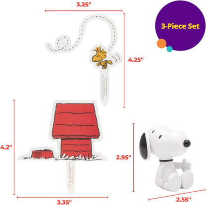 DecoSet® Peanuts® Snoopy® and Woodstock® Cake Topper, 3-Piece Cake Decoration | For Birthday, Parties, Celebration