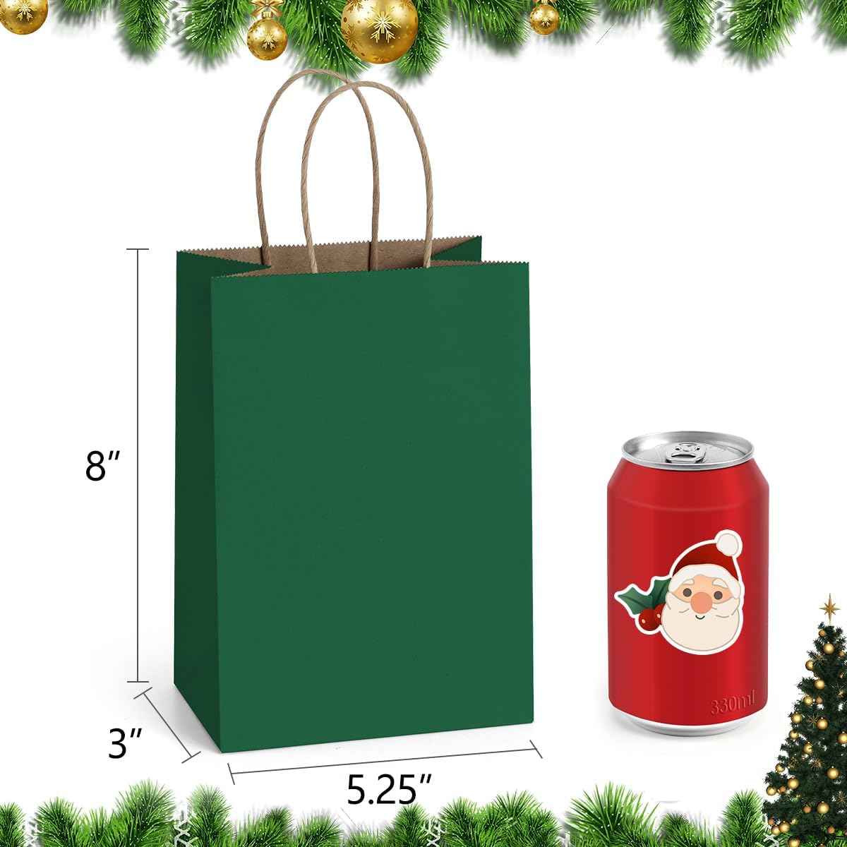 BagDream Gift Bags 100Pcs 5.25x3x8 Small Kraft Paper Gift Bags with Handles Bulk, Brown Paper Sacks for Small Business, Retail, Merchandise, Wedding Birthday Party Favor