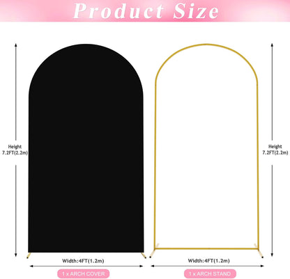 Wokceer 7.2 FT Wedding Arch Backdrop Stand and White Arch Cover, Metal Arch Stand with Arch Stand Cover for Birthday Party Wedding Ceremony Bridal Baby Shower Event Decor