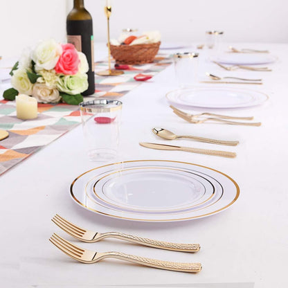 Supernal 360pcs Silver Plastic Cutlery,Elegant Plastic Silverware,Silver Hammed Silverware,Disposable Flatware,Include 120 Forks,120 Knvies,120 Spoons,Perfect for Birthday,Party,Wedding