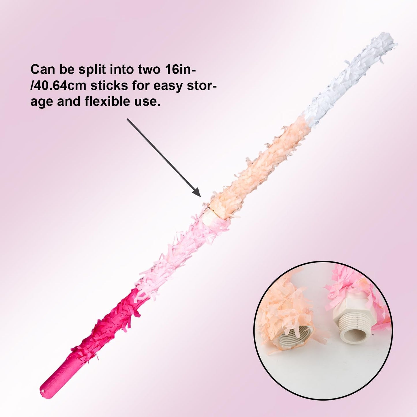 2pcs Pinata Buster Sticks, Pink Smashing Pinata Stick with Blindfold & Confetti Pinyata's for Girls Piñata Toys for Kids Adults Celebrations Parties Events