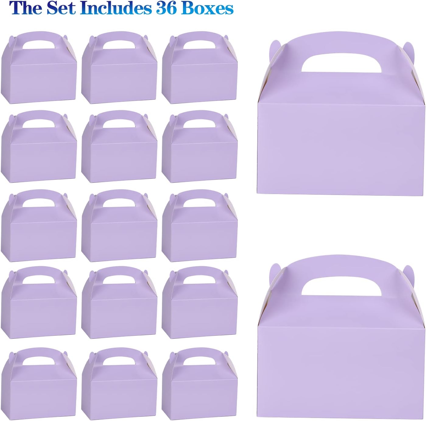 DjinnGlory 36 Pack White Party Favor Treat Boxes with Handle, DIY Paper Boxes for Baby Shower, Birthday, All Occasion, Small Gable Boxes for Small Business 6.18 x 3.58 x 3.38 Inches