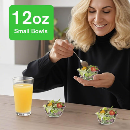 MOACOCK 100 Pack Small Clear Plastic Bowls, 8oz Hard Disposable Salad Bowls, Disposable Bowl for Party Serving, Ice Creams, Desserts, Catering, Special Events