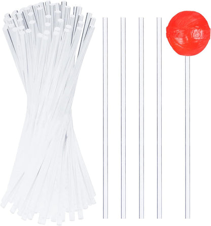 50 Pieces Acrylic Lollipop Sticks, Clear Cake Pops for Candy Dessert Chocolate Handmade DIY, 4 Inch(3mm Diameter)