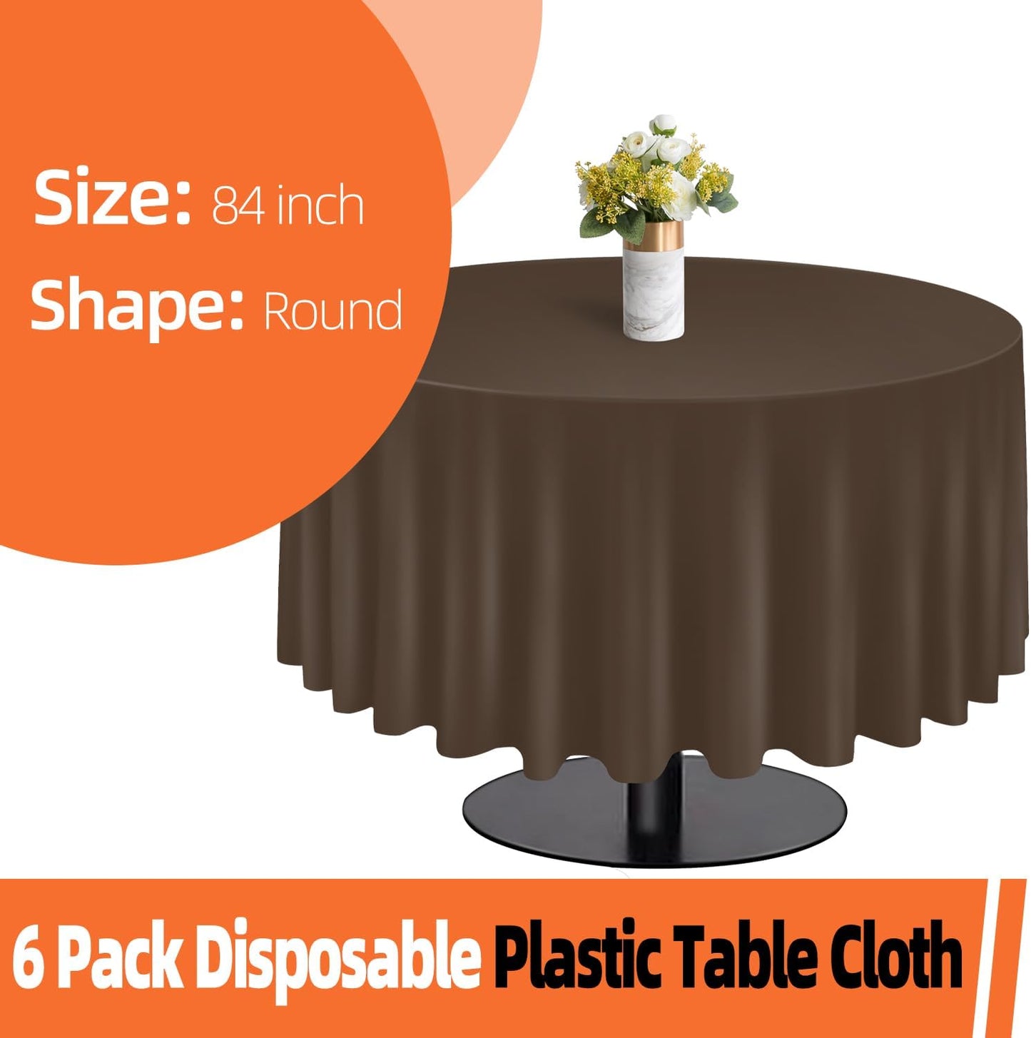 tujol Royal Blue 6 Pack Plastic Table Cloth 54" x 108", Disposable Tablecloths Rectangle Table Cover, Plastic Tablecloths for Parties