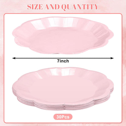 NatNarr 30 Pcs Sage Green Paper Plates, 7 Inch Scalloped Paper Plates Small Dessert Cake Plate Cute Party Plate Disposable Sage Greens Party Supplies for Wedding, Baby Bridal Shower, Birthday