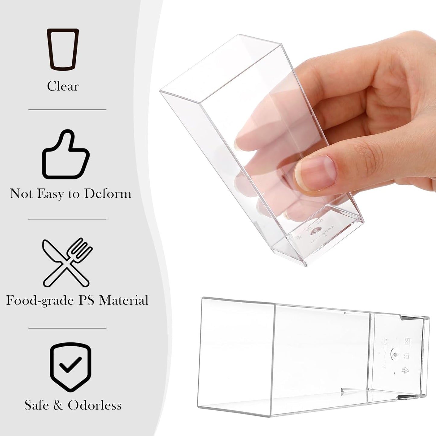 Uiifan 500 Pack 3 oz Mini Dessert Cups Tall Clear Plastic Parfait Cups for Desserts, Appetizers, Mousse Chocolate Dessert(Square Shape)