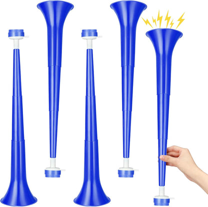 4 Pcs Collapsible Stadium Horn for Adult, 21 Inch Vuvuzela Plastic Trumpet, for Sporting Events Football Carnival Party, White