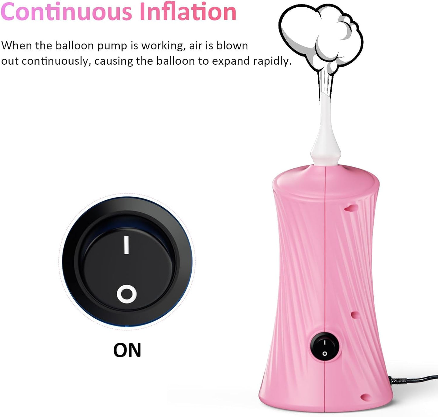 Balloon Pump Electric Balloon Pump Air Balloon Pump Balloon Blower Machine Portable Long Animal Blower Machine Blue/Orange/Pink/Purple Electric Balloon Pump Inflator for Party/Wedding/Birthday Decor