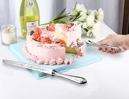 Cake Knife and Server Set,18/10 Stainless Steel Cake Cutting Set, Sweet Love Cake Serving Set Perfect For Wedding, Birthday,Home, Parties and Events