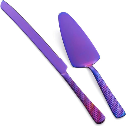 Rainbow Cake Cutting Set, Stainless Steel Cake Knife and Server, Cake Pie Cutter Set for Wedding, Birthday, Party