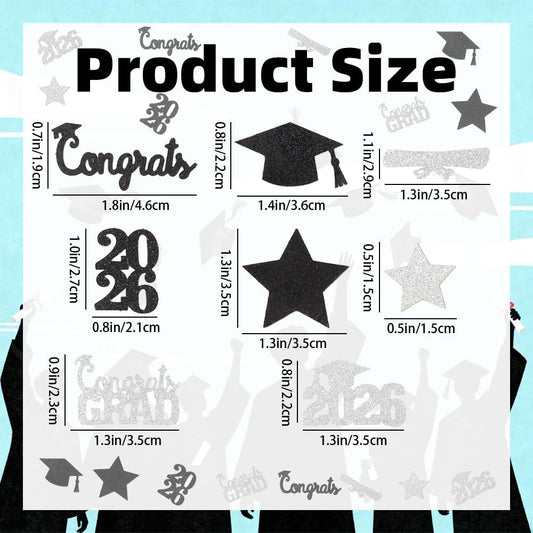 Black Gold Graduation Confetti Class of 2026 Black Graduation Cap, 200Pcs Glitter Stars Confetti Sprinkles, Table Congrats Grad Confetti for Graduation Party Table Decorations