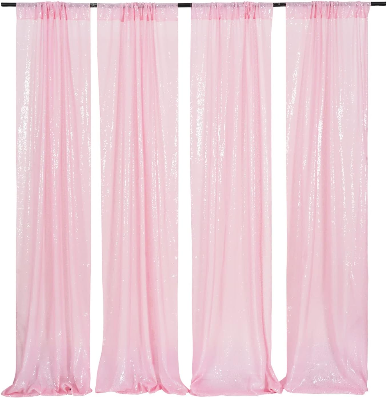 Poise3EHome Black Sequin Backdrop Curtains, 2 Panels 2FTx8FT Glitter Photo Booth Backdrop for Halloween Birthday Bachelorette Wednesday Twilight Party Decorations