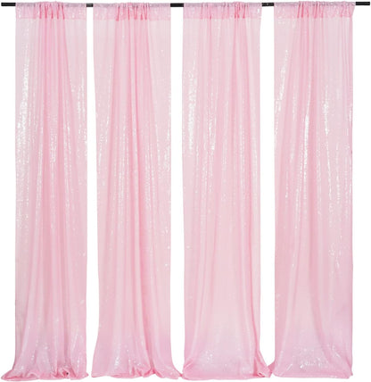 Poise3EHome Black Sequin Backdrop Curtains, 2 Panels 2FTx8FT Glitter Photo Booth Backdrop for Halloween Birthday Bachelorette Wednesday Twilight Party Decorations