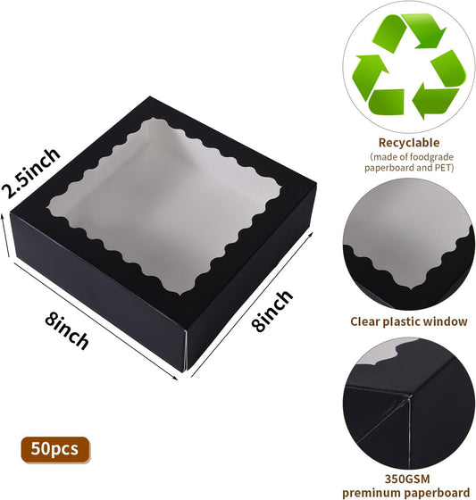 24 pcs12x12x3 Inch Bakery Boxes with Window, White 12 inch Cake Pastry large Pie Cookie Box for Dessert,strawberry,Chocolates Boxes