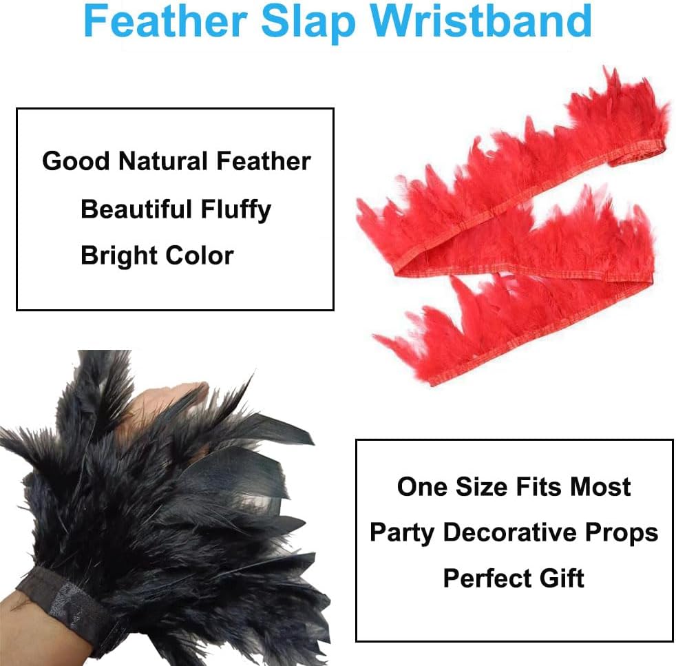 2-Pack Feather Slap Bracelet Cuffs - Feather Snap Ring, Cuff Wrist Decoration for Parties & Wrist Accessories, Women's Edition