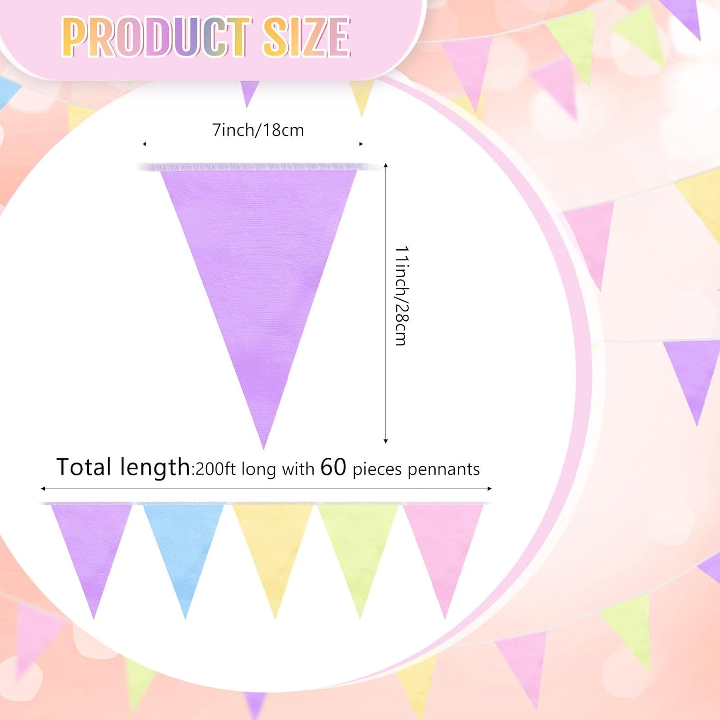 Tatuo 200 Feet Solid Pennant Banners Flags String Triangle Hanging DIY Bunting Flags Party Decorations for Grand Opening Party Banners for Kids Birthday, Shops (White)