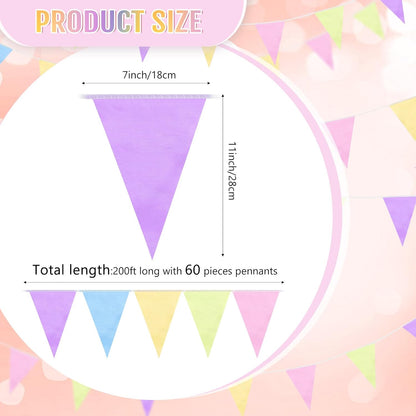 Tatuo 200 Feet Solid Pennant Banners Flags String Triangle Hanging DIY Bunting Flags Party Decorations for Grand Opening Party Banners for Kids Birthday, Shops (White)