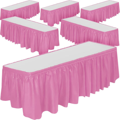 DecorRack 2 Pack Table Skirts, 29 in x 14 ft Each, Multi Pack -BPA Free- Plastic Tableskirt, Disposable, Reusable, Rectangular Tablecloth Skirt, White (2 Pack)