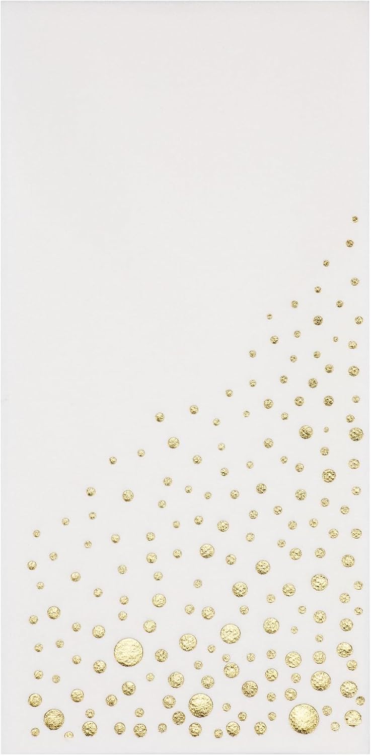 Stylish Gold Dinner Napkins, 100 White and Gold Napkins, Disposable Party Napkins, 7.5x4.25 Inch Wedding Napkins for Reception, 3-Ply Dinner Napkins, Disposable Napkins for Party, Gold Paper Napkins