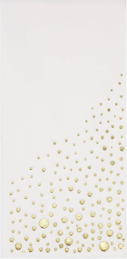 Stylish Gold Dinner Napkins, 100 White and Gold Napkins, Disposable Party Napkins, 7.5x4.25 Inch Wedding Napkins for Reception, 3-Ply Dinner Napkins, Disposable Napkins for Party, Gold Paper Napkins