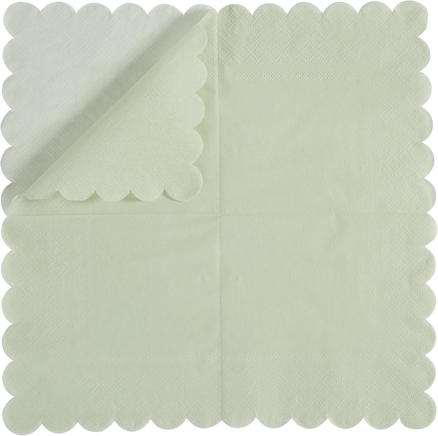 100 Pack Cocktail Napkin 2-Ply Scalloped Edged Dessert Napkins Folded 5 x 5 Inches Disposable Napkins for Dinner Wedding Birthday Party Bridal Anniversary Reception Event (Pink)