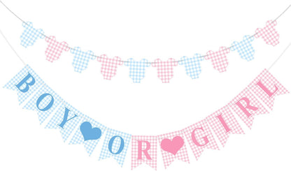 Hahafelt 1 Pcs Blue Gingham Welcome Baby Boy Banner for Baby Shower Party Decorations Pre Strung Gender Reveal Paper Banner for Table, Wall, Mantel Display Party Decor Supplies