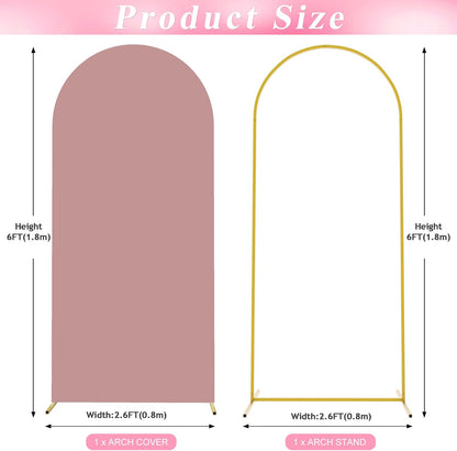 Wokceer 7.2 FT Wedding Arch Backdrop Stand and White Arch Cover, Metal Arch Stand with Arch Stand Cover for Birthday Party Wedding Ceremony Bridal Baby Shower Event Decor