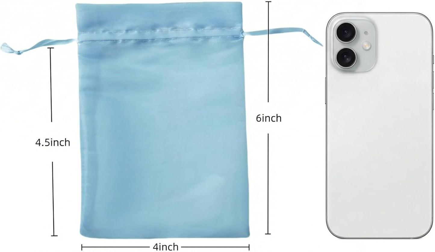 QIANF 20 Pcs Peacock Blue Small Organza Bags 3X4 inch for Wedding Favors with Drawstring, Mini Mesh Gift Bags Jewelry Pouch for Candy Bridal Shower Party Favor Baby Shower Christmas