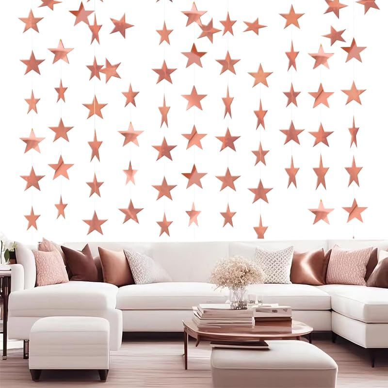 Iridescent Shining Star Hanging Garland Iridescent Hanging Sparkling Star Streamer Glitter Bunting Banner Twinkle Backdrop for Wedding Baby Shower Birthday Christmas Decorations 40 Feet